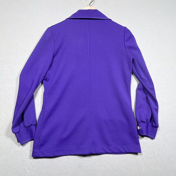 VTG NRC Fashions Blouse Women Purple Dagger Collar Button Up 60s 70s Mod MCM - Picture 13 of 14